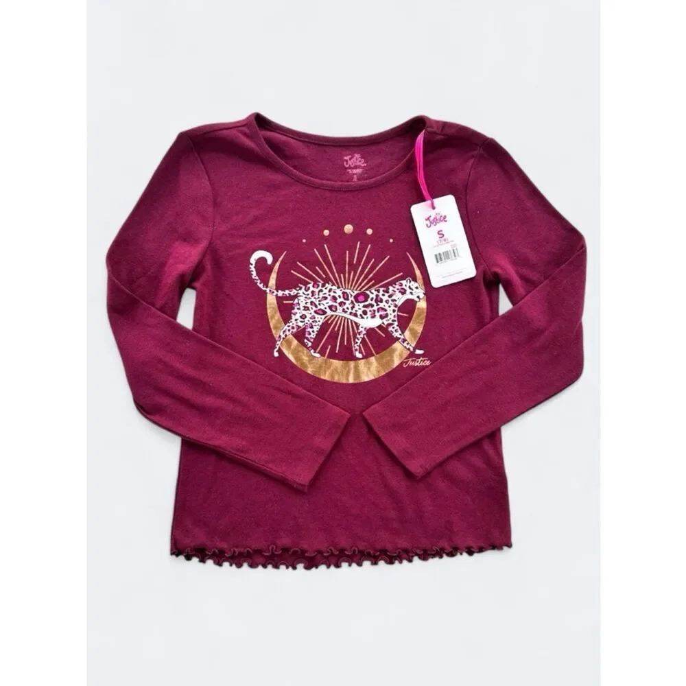 🎉5 for $45🎉 NWT Justice top shirt  long sleeve gurls size S 7-8
